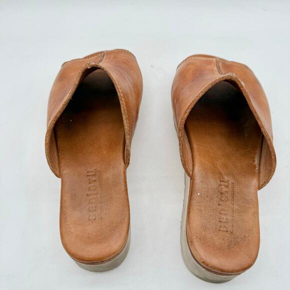 Bed:Stu Fairlee II Women's Leather Tan Beige Platform Slide Sandal Size 10 - Picture 6 of 8